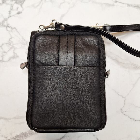 Travelon black matte leather mini convertible crossbody belt bag mini travel - Picture 3 of 5